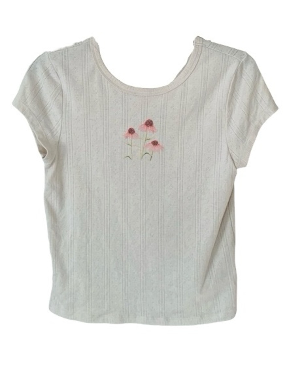 American Eagle Cream Textured Short Sleeve Tee